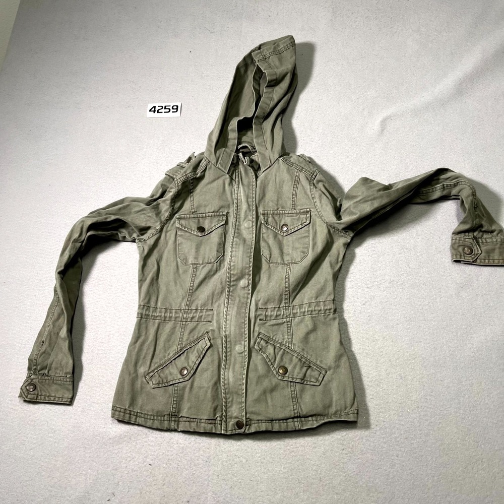 Prince & Fox Military Cargo Jacket Womens XS Olive Green Cotton Drawstring Waist
